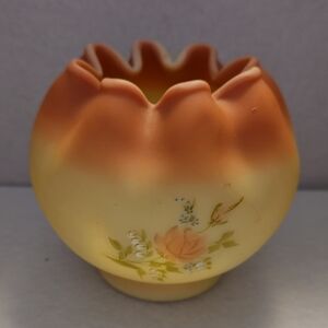 Fenton Burmese Rose Bowl Handpainted Floral Vase, Personalized